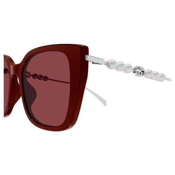 NWT Gucci GG1971SA-004 Burgundy Silver 55mm Sunglasses